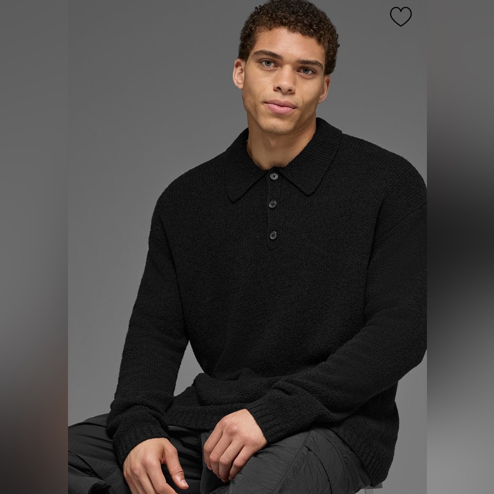 ALO Yoga Men’s “Textured Loose Terry” Long Sleeve Polo (L) *FALL PREVIEW*